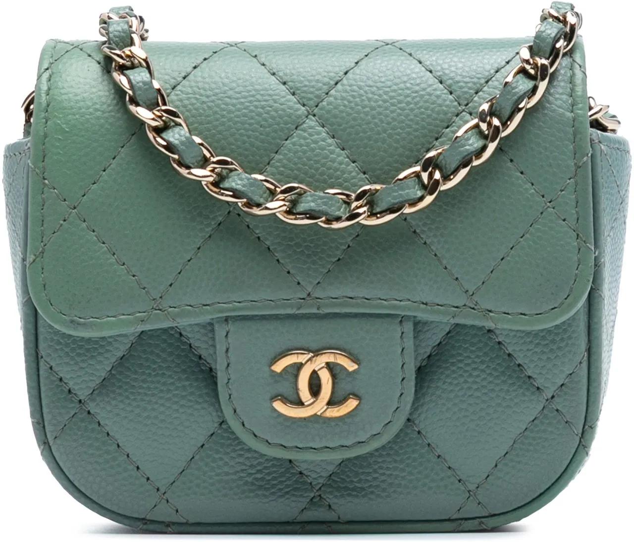 Chanel Hobo Bags - Micro Mini Classic Caviar Single Flap - Gr. unisize - in Grün - für Damen
