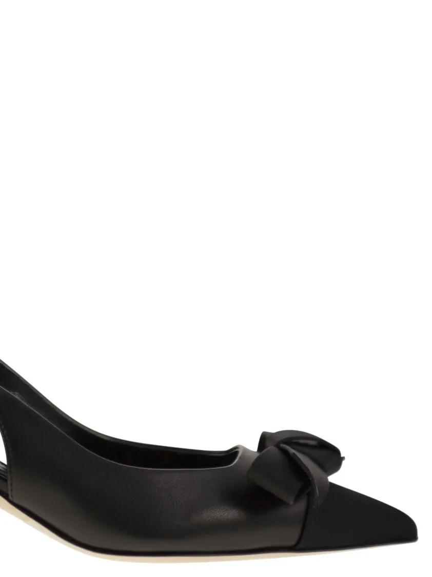 Thumbnail - Elisabetta Franchi Sandalen - Nappa Leather Slingback With Satin Bow - Gr. 38 (EU) - in Schwarz - für Damen