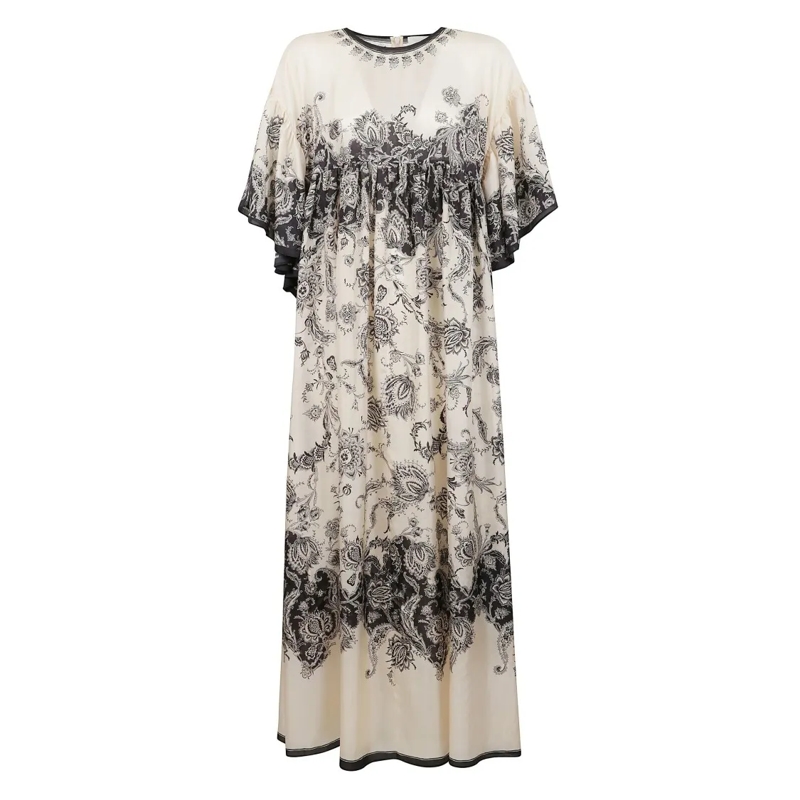 Zimmermann  Long Silk Dress With Contrasting Floral Print And  Grey