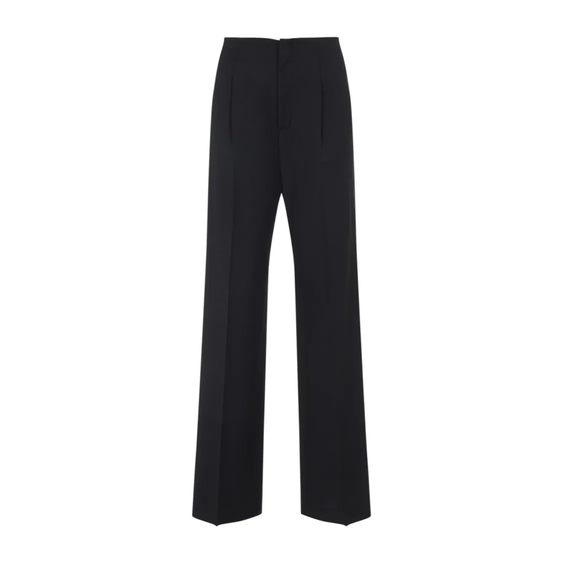 Alberta Ferretti  High-Waisted Straight-Leg Trousers With Pressed Cr Black