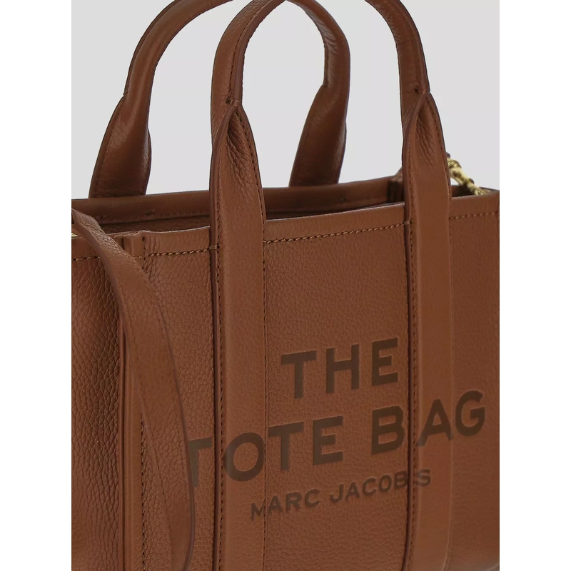 Marc Jacobs Tote Structured Pebbled Leather Tote With Bold Logo Brown(Image 5)