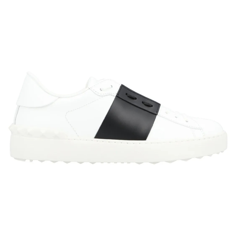 Valentino Garavani Low-Top-Sneaker Calfskin Sneakers With Contrasting Bands And Rubbe White