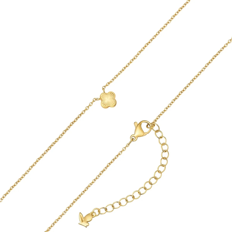 Glanzstücke München Mittellange Halskette Edelstahl Halskette Kleeblatt gold(Image 5)