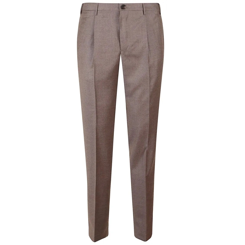 Incotex Pantalon de costume Tailored Brown Wool Trousers With Sharp Creases Brown
