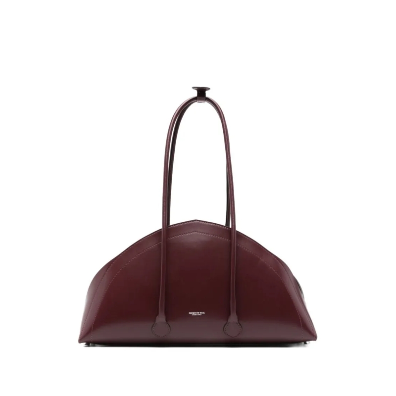 Federico Cina Sac à bandoulière Bordeaux Handbag With Elongated Semi-Circular Silh Black