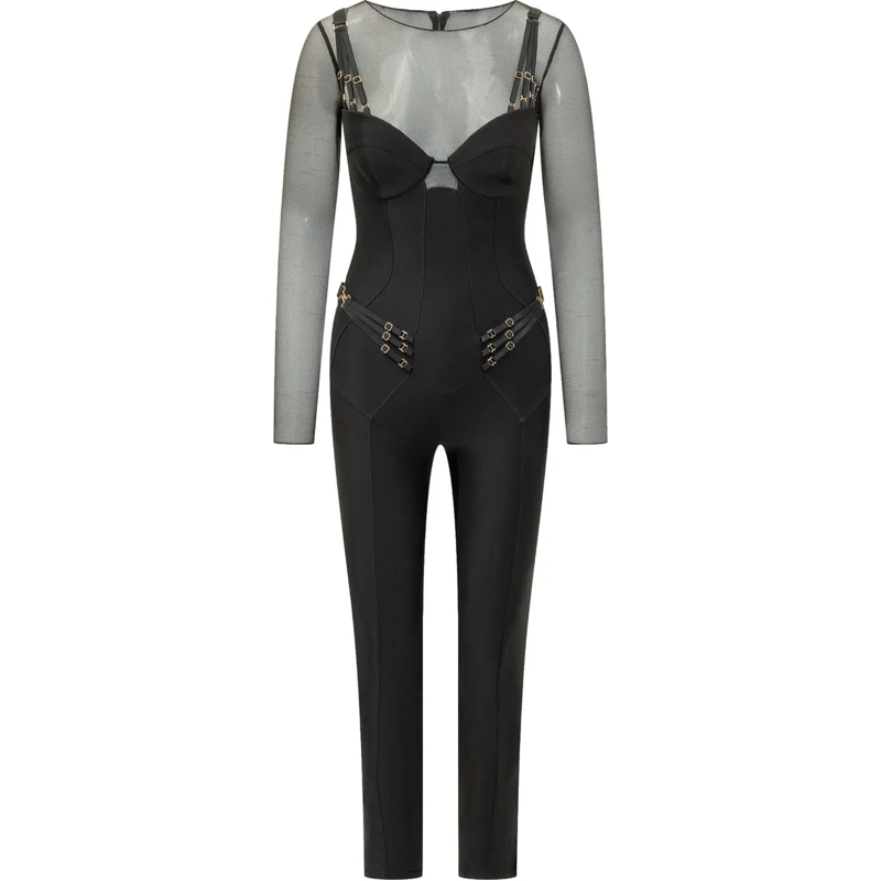 Elisabetta Franchi Jumpsuit Tuta Con Rete schwarz