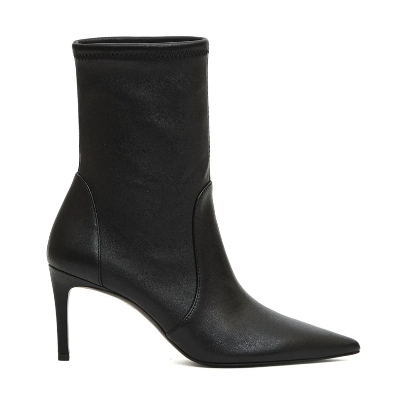 Stuart Weitzman Bottes Black Stretch Leather 75Mm Heel Ankle Boot Black