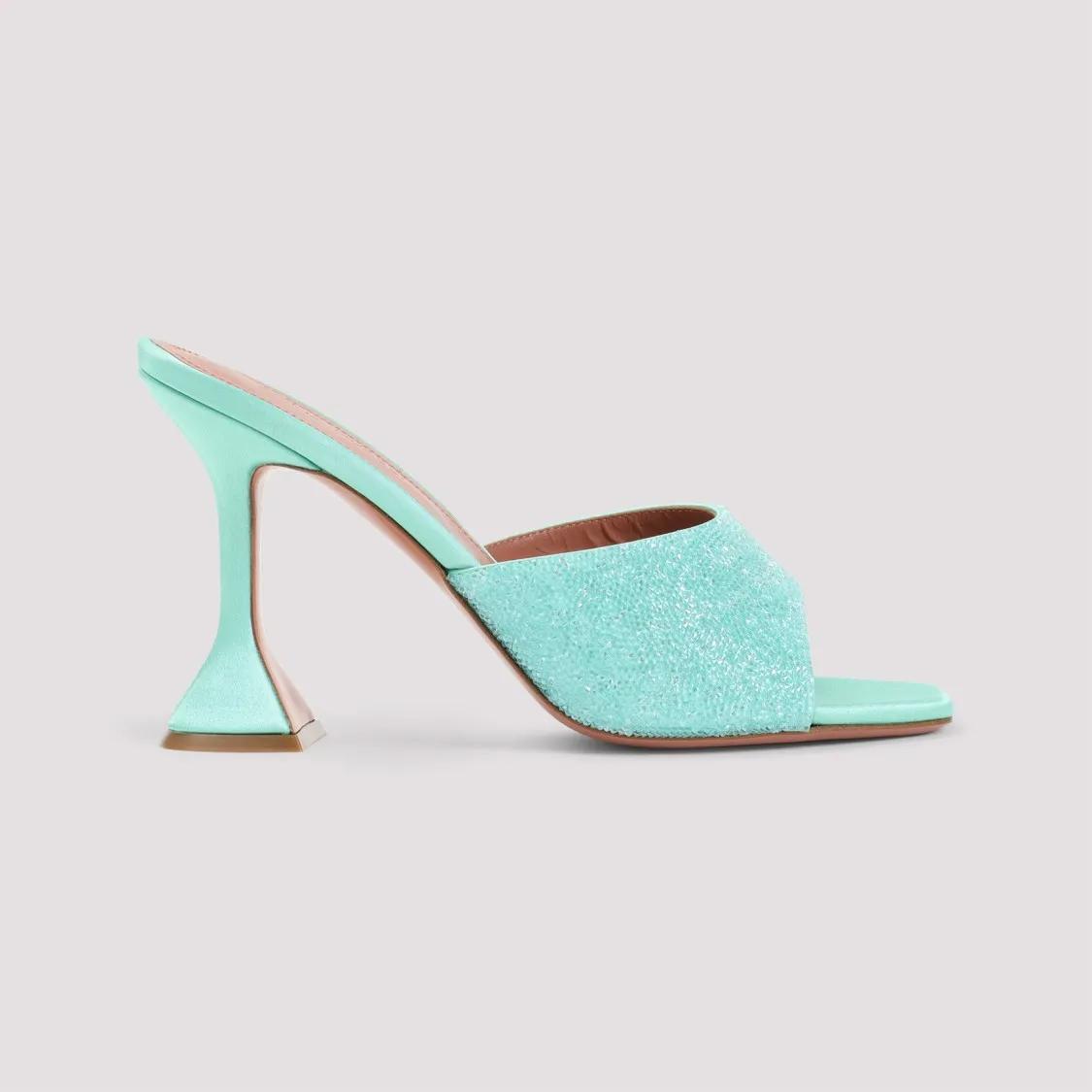 Thumbnail - Amina Muaddi Sandalen - Lupita Crystal Dust 95 Sandals - Gr. 37,5 (EU) - in Grün - für Damen