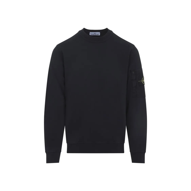 Stone Island  Crewneck Sweatshirt With Ribbed Cuffs Black