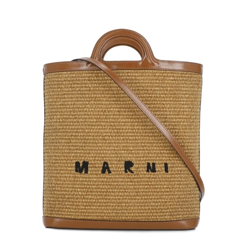 Marni Schultertasche Rafia Shoulder Bag Brown