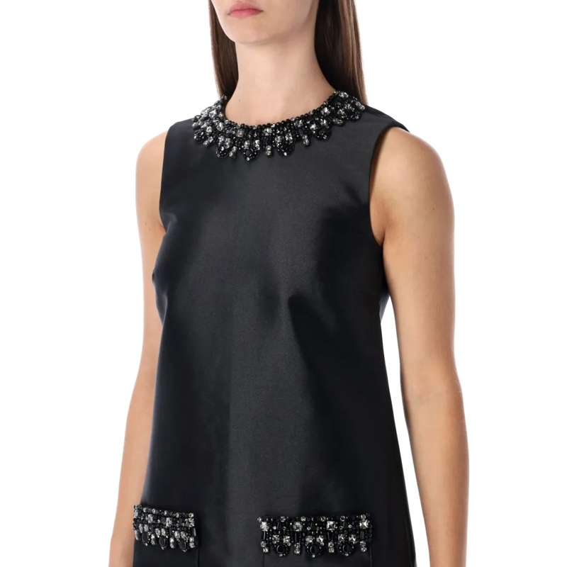 Self Portrait Minikleid Minikleid mit Schmuckkragen Schwarz(Image 4)