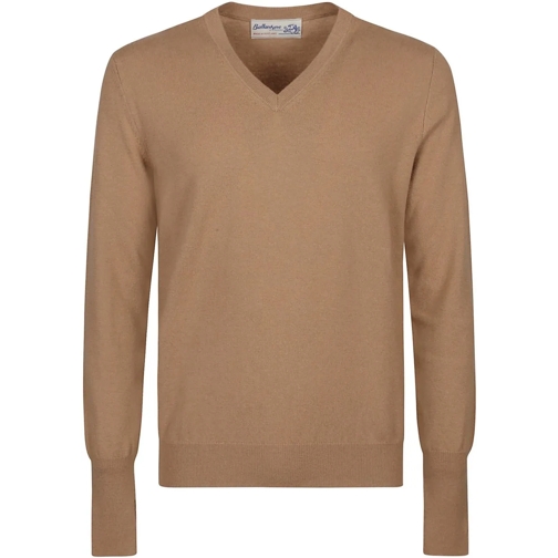 Ballantyne Sweatshirts Plain V-neck Sweater Brown schwarz