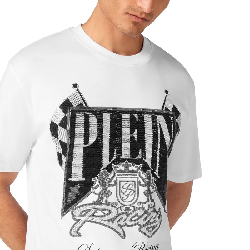 Philipp Plein T-Shirt T-Shirt Racing Mit Schmucksteinen weiss(Image 5)