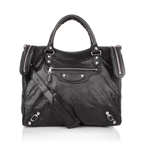 Balenciaga Sac + Miroir Pleine Fleur Aniline Black Hobo Bag