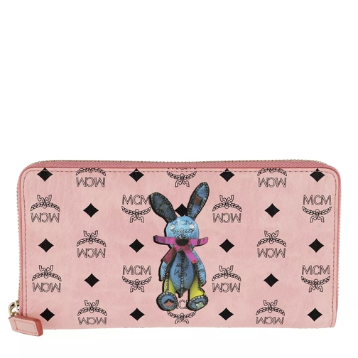 MCM Rabbit Zippered Wallet Large Soft Pink Ritsportemonnee