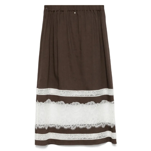 Lorena Antoniazzi Jupes midi Brown Lace-Detail Midi Skirt Brown (Image 2)