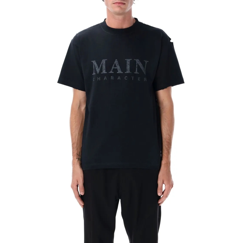 Balenciaga T-shirt Black Faded Regular Fit Logo T-Shirt Black