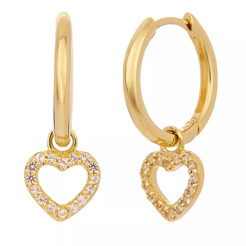 BELORO Earring Creole With Hanging Heart 375 Yellow Gold Créole