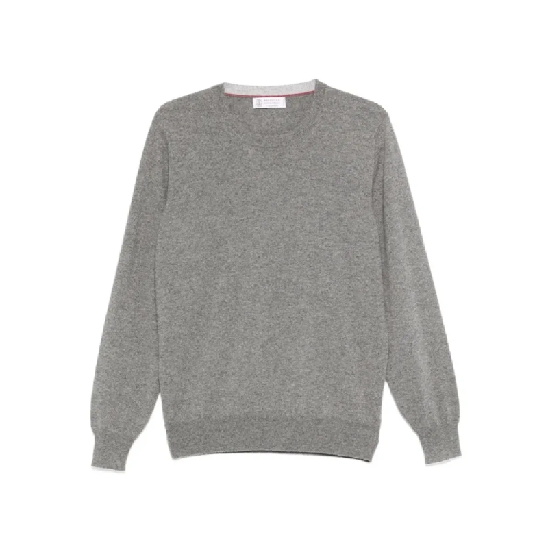 Brunello Cucinelli Pullover Classic Crew Neck Sweater In Soft Wool Grey