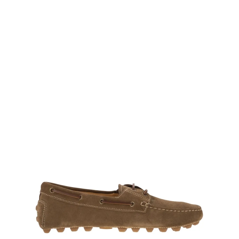 Tod's Mocassin Rubber Bubble Suede Boat Brown