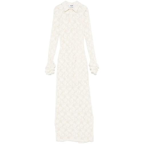 MSGM Abendkleider White Cotton Blend Long Dress White