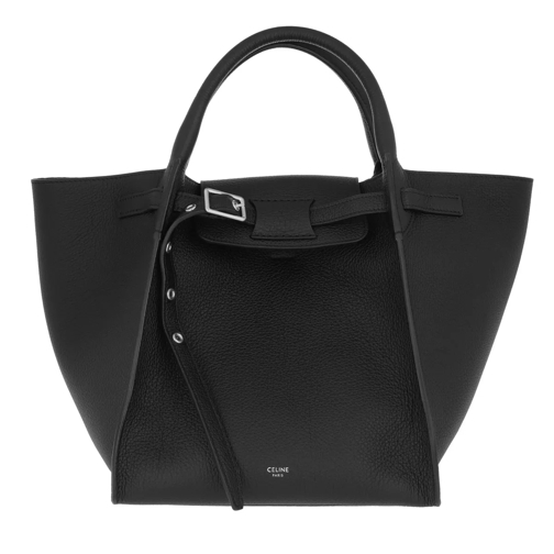 Celine Small Big Bag Long Strap Supple Grained Calfskin Black Rymlig shoppingväska