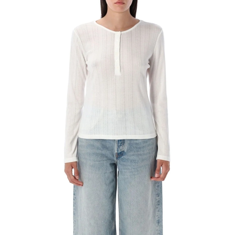 Anine Bing Haut à manches longues Pia Long Sleeves T-Shirt White