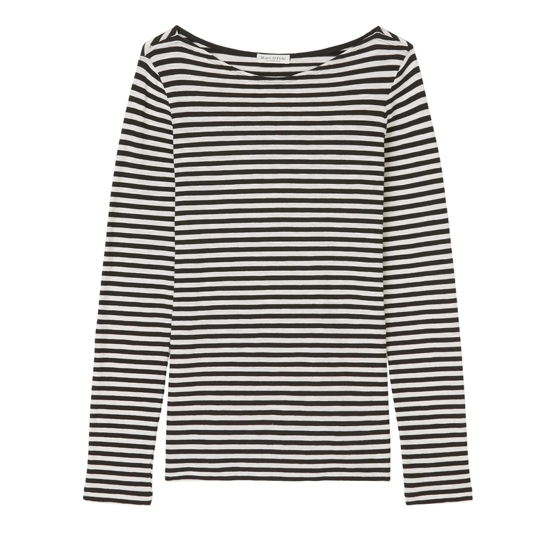 Marc O´Polo  T-shirt, long sleeve, boat neck, st multi/black