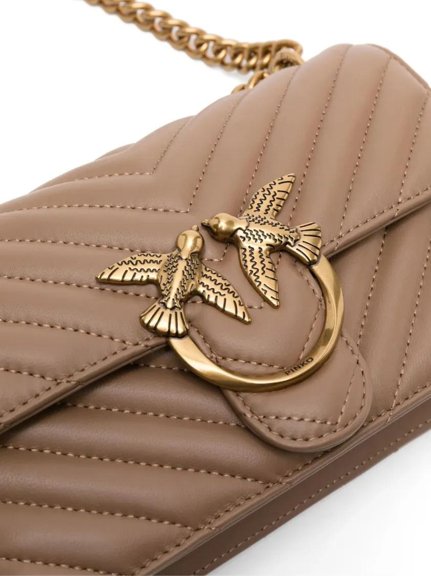 pinko Crossbody bags Chevron Quilted Handbag With Gold Emblem And Versa in bruin
