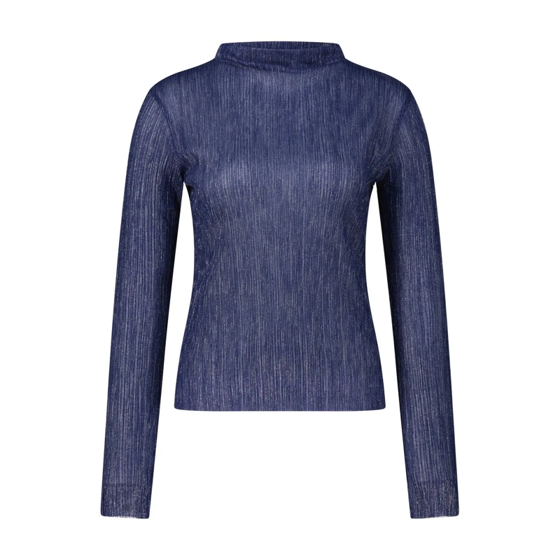 Hugo Top Glänzendes Plissee-Shirt Dazriel Dunkelblau