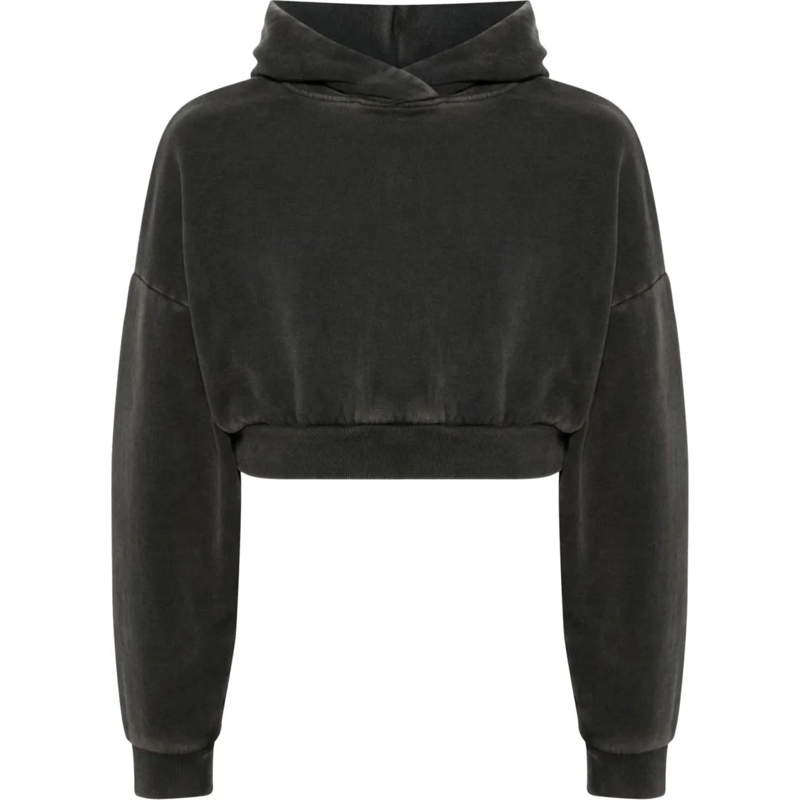 ENTIRE STUDIOS T-Shirt Cropped Heavy Hood Washed Black schwarz