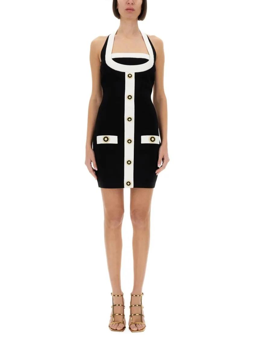 Thumbnail - Balmain - Two-Tone Dress With Open Back - Größe 36 - schwarz
