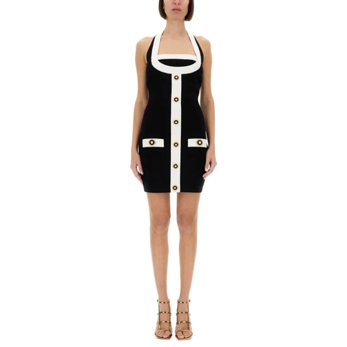Balmain Mini-Kleider Two-Tone Dress With Open Back Black