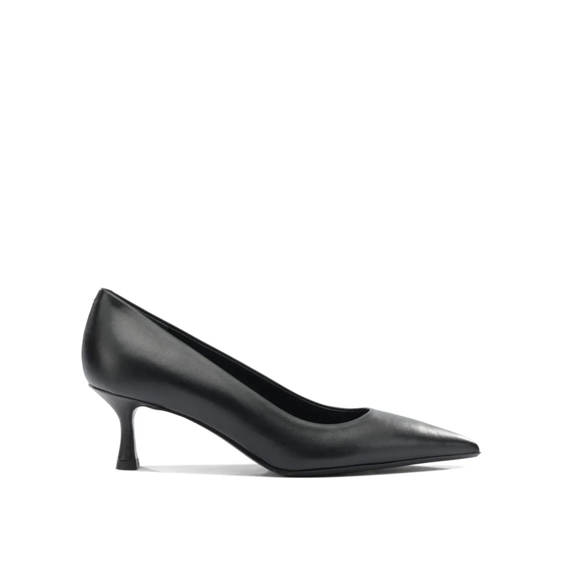 Sergio Levantesi Pumps Pointed Toe Leather Pumps With Flared Kitten Heel Black