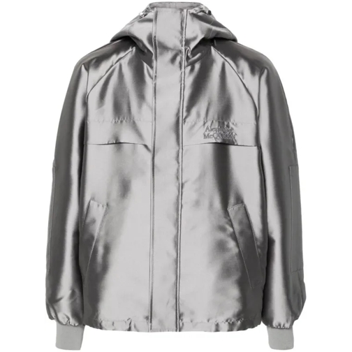 Alexander McQueen  Gray Logo-Embroidered Hooded Jacket Grey