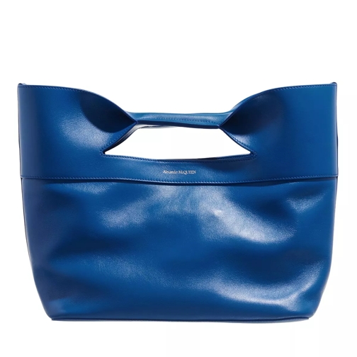 Alexander McQueen The Bow Small Handle Bag Leather Electric Blue Rymlig shoppingväska