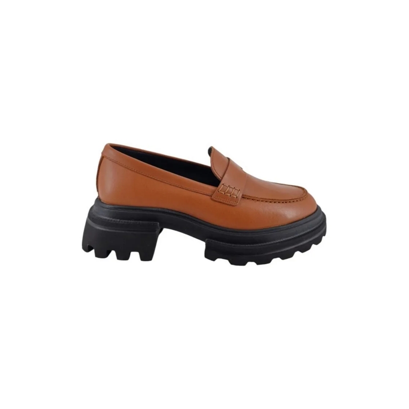 Hogan Pumps Brown Leather Loafers With Chunky Sole Brown