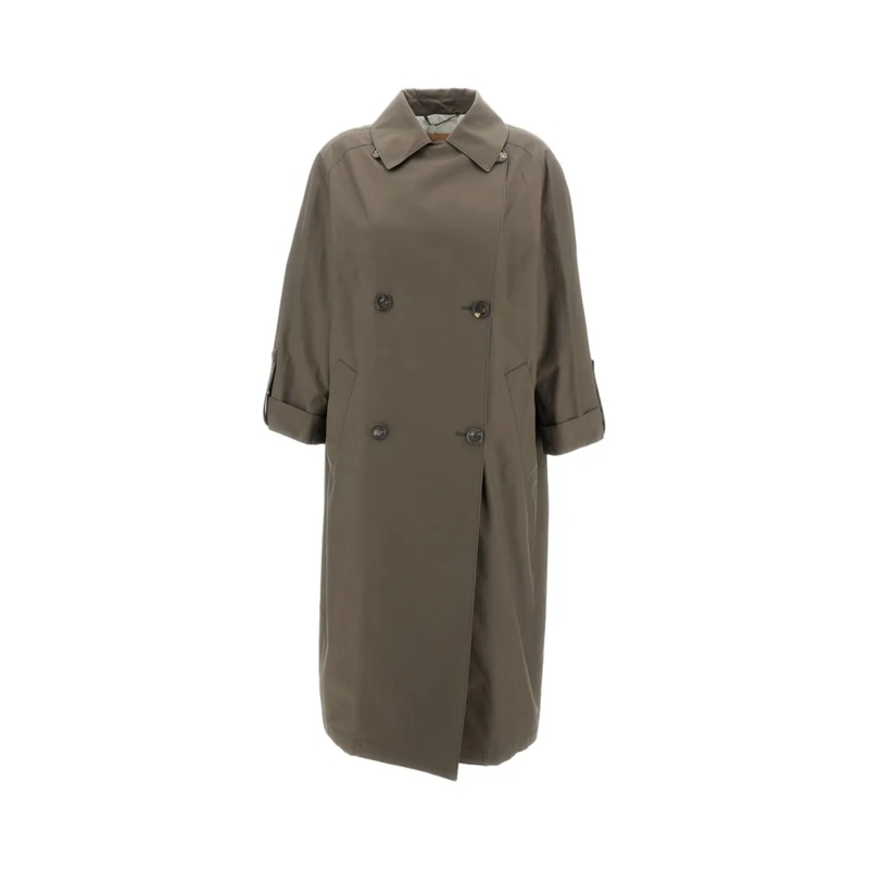Max Mara Trenchcoat Double-Breasted Long Trench Coat Green
