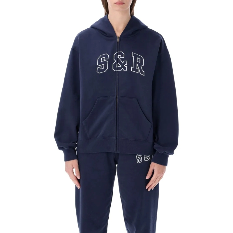 Sporty And Rich  S&R Ivy Zip Hoodie In Navy Blue