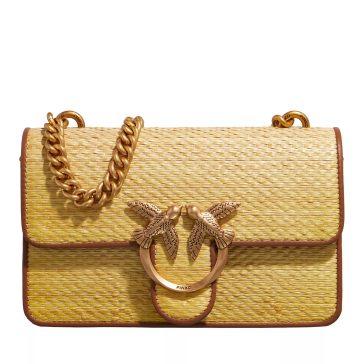 Pinko Love One Mini Light Cl Giallo Naturale Antique Gold Crossbody Bag