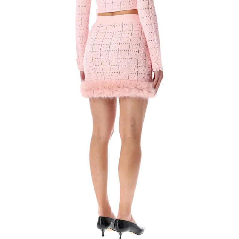 Self Portrait Minirok Self-Portrait Pink Knit Mini Skirt Neutrals