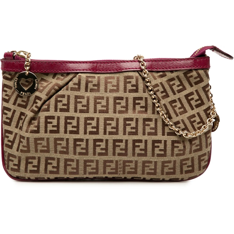 Fendi Sac à bandoulière Zucchino Canvas Chain Pochette braun