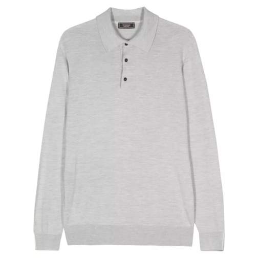 Peserico Mélange Longsleeved Polo Shirt Grey 