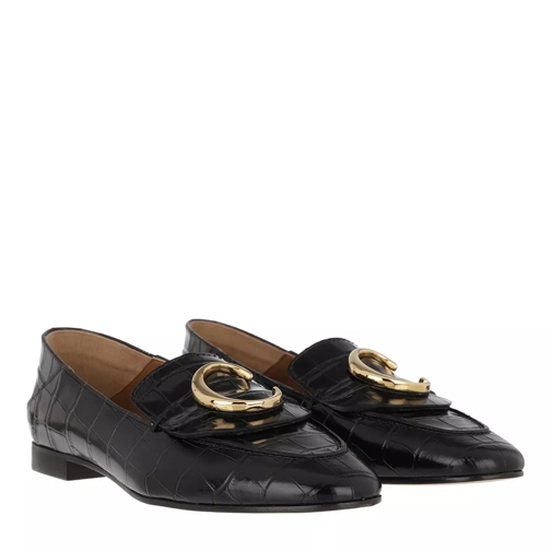 Chloé C Loafer Croco Embossed Leather Black Mocassino