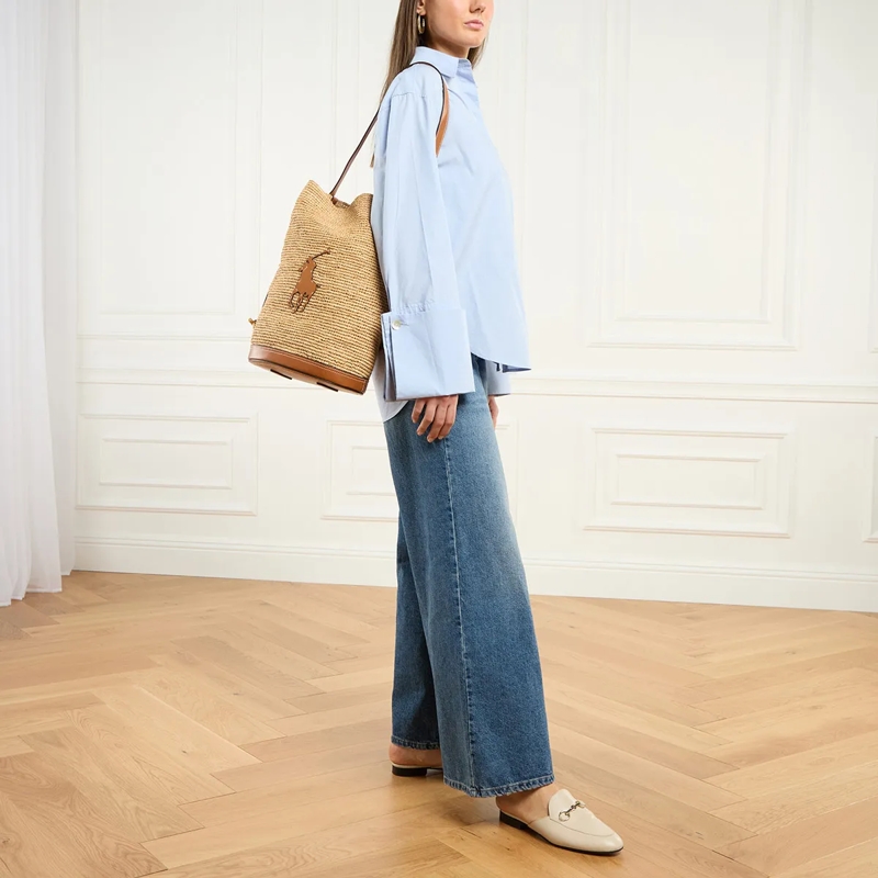 Polo Ralph Lauren Sac reporter Slng Bckt-Bucket Bag-Medium Natural/Cuoio(Image 2)