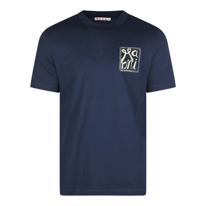 Marni T-Shirt Short-Sleeve Crew Neck T-Shirt In Deep Navy Blue Black