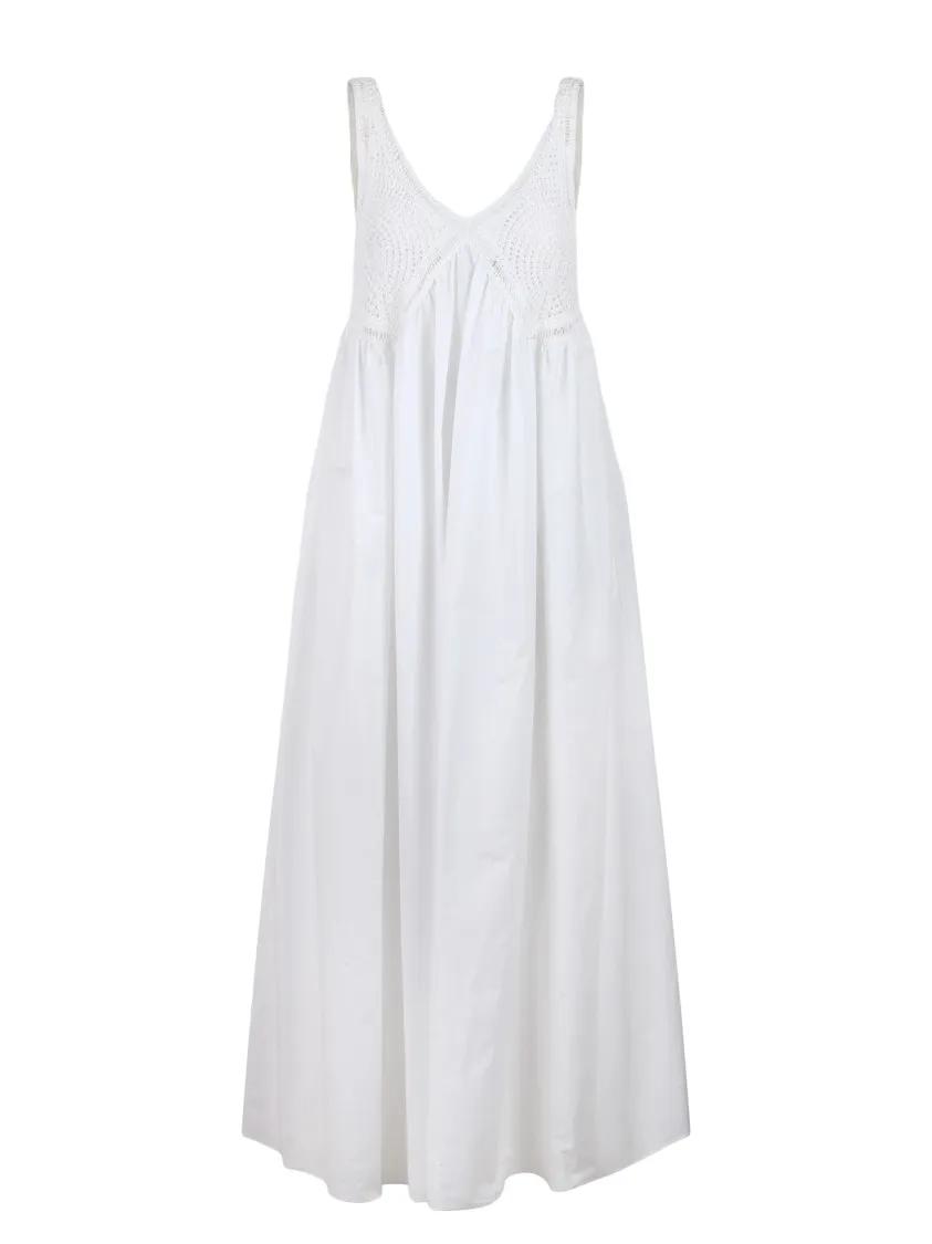 Thumbnail - P.A.R.O.S.H. - Crochet Embroidery Maxi Dress - Größe S - weiß