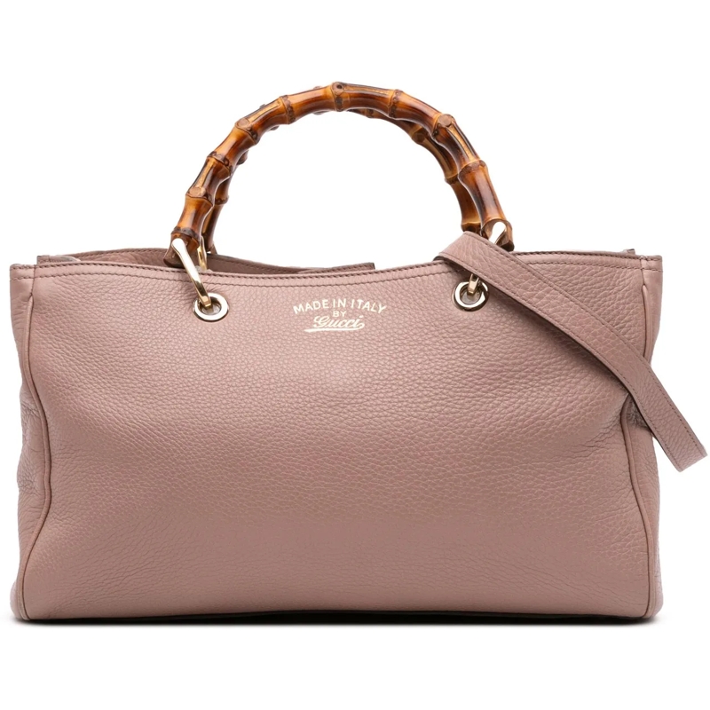 Gucci Schultertasche Medium Calfskin Bamboo Shopper Satchel rose
