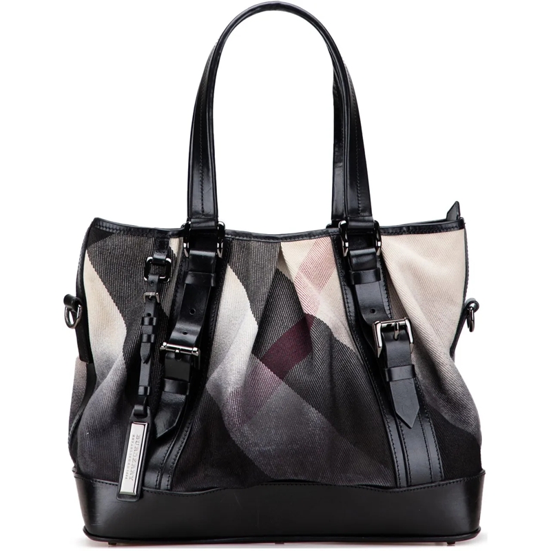 Burberry Schultertasche Mega Check Canvas Lowry Satchel schwarz