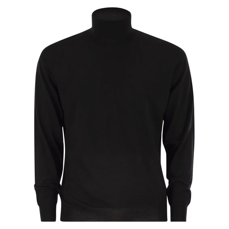 Fedeli Pullover Superfine Wool Turtleneck Derby Black